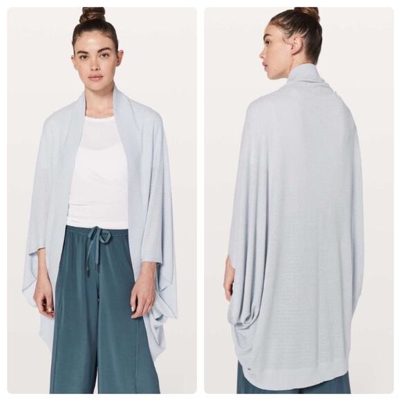 Lululemon Womens Silk Blend Open Front Stillness Wrap Cardigan OS Silver Fox‎ - Picture 1 of 11